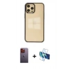 MARSİLYAN™- iPhone 12 Pro Max Kılıf Doruk Doku Prime - Siyah 3D Antistatik Seramik Nano Ekran Koruyucu + Neon Fosforlu Kamera Lens - TU