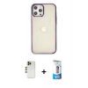 MARSİLYAN™- iPhone 12 Pro Max Kılıf Doruk Doku Prime - Siyah 5D Eko Cam Ekran Koruyucu + Shine Kamera Lens - GD