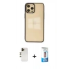 MARSİLYAN™- iPhone 12 Pro Max Kılıf Doruk Doku Prime - Siyah 5D Eko Cam Ekran Koruyucu + Shine Kamera Lens - GD