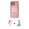MARSİLYAN™- iPhone 12 Pro Max Kılıf Doruk Doku Prime - Siyah 5D Eko Cam Ekran Koruyucu + Shine Kamera Lens - GD