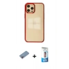 MARSİLYAN™- iPhone 12 Pro Max Kılıf Doruk Doku Prime - Siyah 5D Eko Cam Ekran Koruyucu + Shine Kamera Lens Koruma Cam - PE