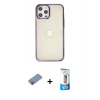 MARSİLYAN™- iPhone 12 Pro Max Kılıf Doruk Doku Prime - Siyah 5D Eko Cam Ekran Koruyucu + Shine Kamera Lens Koruma Cam - PE