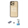 MARSİLYAN™- iPhone 12 Pro Max Kılıf Doruk Doku Prime - Siyah 5D Eko Cam Ekran Koruyucu + Renkli Kamera Lens Koruma Cam - PE