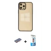 MARSİLYAN™- iPhone 12 Pro Max Kılıf Doruk Doku Prime - Siyah 5D Eko Cam Ekran Koruyucu + Renkli Kamera Lens Koruma Cam - TU