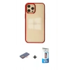 MARSİLYAN™- iPhone 12 Pro Max Kılıf Doruk Doku Prime - Siyah 5D Eko Cam Ekran Koruyucu + Renkli Kamera Lens Koruma Cam - TU