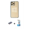 MARSİLYAN™- iPhone 12 Pro Max Kılıf Doruk Doku Prime - Siyah 5D Eko Cam Ekran Koruyucu + Renkli Kamera Lens Koruma Cam - TU