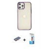 MARSİLYAN™- iPhone 12 Pro Max Kılıf Doruk Doku Prime - Siyah 5D Eko Cam Ekran Koruyucu + Renkli Kamera Lens Koruma Cam - TU