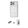 MARSİLYAN™- iPhone 12 Pro Max Kılıf Doruk Doku Prime - Siyah 6D Mat Seramik Hayalet Nano Ekran Koruyucu + Turuncu Renkli Kamera Lens Koruma Cam