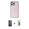 MARSİLYAN™- iPhone 12 Pro Max Kılıf Doruk Doku Prime - Siyah 6D Mat Seramik Hayalet Nano Ekran Koruyucu + Neon Fosforlu Kamera Lens - YL