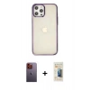 MARSİLYAN™- iPhone 12 Pro Max Kılıf Doruk Doku Prime - Siyah 6D Mat Seramik Hayalet Nano Ekran Koruyucu + Neon Fosforlu Kamera Lens - TU