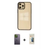 MARSİLYAN™- iPhone 12 Pro Max Kılıf Doruk Doku Prime - Siyah 6D Mat Seramik Hayalet Nano Ekran Koruyucu + Neon Fosforlu Kamera Lens - YL