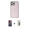 MARSİLYAN™- iPhone 12 Pro Max Kılıf Doruk Doku Prime - Siyah 6D Mat Seramik Hayalet Nano Ekran Koruyucu + Neon Fosforlu Kamera Lens - TU