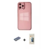 MARSİLYAN™- iPhone 12 Pro Max Kılıf Doruk Doku Prime - Siyah 6D Mat Seramik Hayalet Nano Ekran Koruyucu + Renkli Kamera Lens Koruma Cam - YL