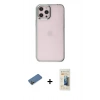 MARSİLYAN™- iPhone 12 Pro Max Kılıf Doruk Doku Prime - Siyah 6D Mat Seramik Hayalet Nano Ekran Koruyucu + Shine Kamera Lens Koruma Cam - GD