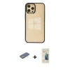 MARSİLYAN™- iPhone 12 Pro Max Kılıf Doruk Doku Prime - Siyah 6D Mat Seramik Hayalet Nano Ekran Koruyucu + Renkli Kamera Lens Koruma Cam - YL