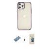 MARSİLYAN™- iPhone 12 Pro Max Kılıf Doruk Doku Prime - Siyah 6D Mat Seramik Hayalet Nano Ekran Koruyucu + Shine Kamera Lens Koruma Cam - GS