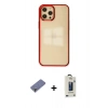 MARSİLYAN™- iPhone 12 Pro Max Kılıf Doruk Doku Prime - Siyah Bilvis Hayalet Cam Ekran Koruyucu + Metal Kamera Lens Koruma Cam - GD