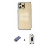 MARSİLYAN™- iPhone 12 Pro Max Kılıf Doruk Doku Prime - Siyah Bilvis Hayalet Cam Ekran Koruyucu + Metal Kamera Lens Koruma Cam - GD