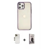MARSİLYAN™- iPhone 12 Pro Max Kılıf Doruk Doku Prime - Siyah Bilvis Hayalet Cam Ekran Koruyucu + Shine Kamera Lens - GD