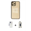 MARSİLYAN™- iPhone 12 Pro Max Kılıf Doruk Doku Prime - Siyah Bilvis Hayalet Cam Ekran Koruyucu + Shine Kamera Lens - LT