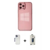 MARSİLYAN™- iPhone 12 Pro Max Kılıf Doruk Doku Prime - Siyah Bilvis Hayalet Cam Ekran Koruyucu + Shine Kamera Lens - LT