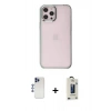 MARSİLYAN™- iPhone 12 Pro Max Kılıf Doruk Doku Prime - Siyah Bilvis Hayalet Cam Ekran Koruyucu + Shine Kamera Lens - LT