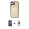 MARSİLYAN™- iPhone 12 Pro Max Kılıf Doruk Doku Prime - Siyah Bilvis Hayalet Cam Ekran Koruyucu + Neon Fosforlu Kamera Lens - MI