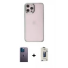 MARSİLYAN™- iPhone 12 Pro Max Kılıf Doruk Doku Prime - Siyah Bilvis Hayalet Cam Ekran Koruyucu + Neon Fosforlu Kamera Lens - MI