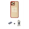 MARSİLYAN™- iPhone 12 Pro Max Kılıf Doruk Doku Prime - Siyah Bilvis Hayalet Cam Ekran Koruyucu + Renkli Kamera Lens Koruma Cam - MI