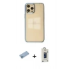 MARSİLYAN™- iPhone 12 Pro Max Kılıf Doruk Doku Prime - Siyah Bilvis Hayalet Cam Ekran Koruyucu + Shine Kamera Lens Koruma Cam - MI