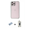 MARSİLYAN™- iPhone 12 Pro Max Kılıf Doruk Doku Prime - Siyah Bilvis Hayalet Cam Ekran Koruyucu + Shine Kamera Lens Koruma Cam - MI