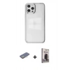 MARSİLYAN™- iPhone 12 Pro Max Kılıf Doruk Doku Prime - Siyah Bilvis Hayalet Cam Ekran Koruyucu + Renkli Kamera Lens Koruma Cam - SI