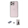 MARSİLYAN™- iPhone 12 Pro Max Kılıf Doruk Doku Prime - Siyah Bilvis Hayalet Cam Ekran Koruyucu + Renkli Kamera Lens Koruma Cam - SI