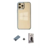 MARSİLYAN™- iPhone 12 Pro Max Kılıf Doruk Doku Prime - Siyah Bilvis Hayalet Cam Ekran Koruyucu + Shine Kamera Lens Koruma Cam - SH