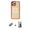 MARSİLYAN™- iPhone 12 Pro Max Kılıf Doruk Doku Prime - Siyah Bilvis Hayalet Cam Ekran Koruyucu + Shine Kamera Lens Koruma Cam - SH