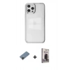 MARSİLYAN™- iPhone 12 Pro Max Kılıf Doruk Doku Prime - Siyah Bilvis Hayalet Cam Ekran Koruyucu + Shine Kamera Lens Koruma Cam - SH