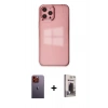 MARSİLYAN™- iPhone 12 Pro Max Kılıf Doruk Doku Prime - Siyah Bilvis Hayalet Cam Ekran Koruyucu + Neon Fosforlu Kamera Lens - TU