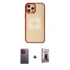 MARSİLYAN™- iPhone 12 Pro Max Kılıf Doruk Doku Prime - Siyah Bilvis Hayalet Cam Ekran Koruyucu + Neon Fosforlu Kamera Lens - TU