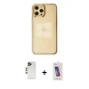 MARSİLYAN™- iPhone 12 Pro Max Kılıf Doruk Doku Prime - Siyah Joko 5D Cam + Gold Shine Kamera Lens