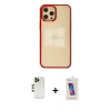 MARSİLYAN™- iPhone 12 Pro Max Kılıf Doruk Doku Prime - Siyah Joko 5D Cam + Gold Shine Kamera Lens