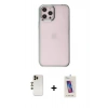 MARSİLYAN™- iPhone 12 Pro Max Kılıf Doruk Doku Prime - Siyah Joko 5D Cam + Gold Shine Kamera Lens
