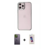 MARSİLYAN™- iPhone 12 Pro Max Kılıf Doruk Doku Prime - Siyah Joko 5D Cam + Neon Fosforlu Kamera Lens - YL