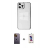 MARSİLYAN™- iPhone 12 Pro Max Kılıf Doruk Doku Prime - Siyah Joko 5D Cam + Neon Fosforlu Kamera Lens - SI