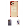 MARSİLYAN™- iPhone 12 Pro Max Kılıf Doruk Doku Prime - Siyah Joko 5D Cam + Neon Fosforlu Kamera Lens - SI