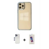 MARSİLYAN™- iPhone 12 Pro Max Kılıf Doruk Doku Prime - Siyah Joko 5D Cam + Shine Kamera Lens - LT