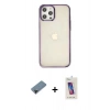 MARSİLYAN™- iPhone 12 Pro Max Kılıf Doruk Doku Prime - Siyah Joko 5D Cam + Shine Kamera Lens Koruma Cam - SH