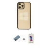 MARSİLYAN™- iPhone 12 Pro Max Kılıf Doruk Doku Prime - Siyah Joko 5D Cam + Shine Kamera Lens Koruma Cam - SH