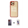 MARSİLYAN™- iPhone 12 Pro Max Kılıf Doruk Doku Prime - Siyah Joko 5D Cam + Neon Fosforlu Kamera Lens - TU