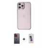 MARSİLYAN™- iPhone 12 Pro Max Kılıf Doruk Doku Prime - Siyah Joko 5D Cam + Neon Fosforlu Kamera Lens - TU