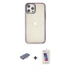 MARSİLYAN™- iPhone 12 Pro Max Kılıf Doruk Doku Prime - Siyah Joko 5D Cam + Renkli Kamera Lens Koruma Cam - TU